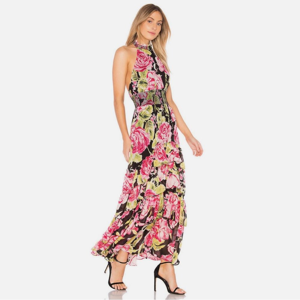 Free People In Full Bloom Floral Tiered Maxi Dress in Black Combo